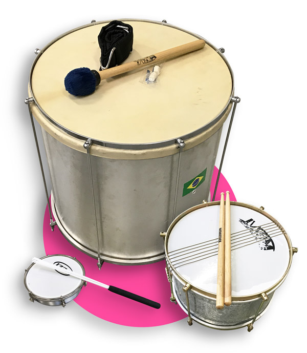 Instruments de percussions batucada pour animation team building à Rennes et dans toute la Bretagne
